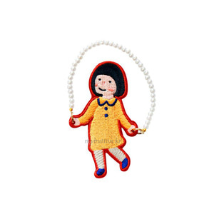 [Wappen brooch][TYPE B]Girl+Jump rope.소녀와 줄넘기 와펜브로치